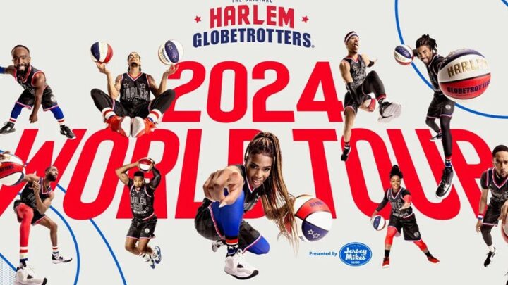 Harlem Globetrotters world tour featuring skilled basketball players and dazzling tricks